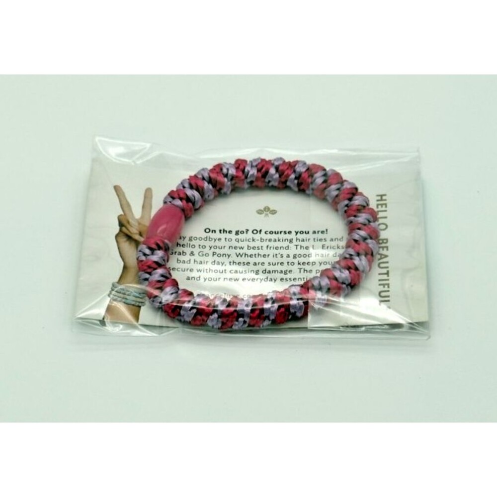 Grab & Go Pony Braided Hair Tie Pink Gray – Gift Ready by L. Erickson